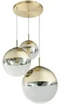 H&auml;ngelampe Pendelleuchte 3 flammig gold Kugeln Design Pendellampe Glas
