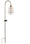 Solarleuchte Steckleuchte Erdspie&szlig; Terrassenlampe IP44 Akku messing LED H 76,5cm