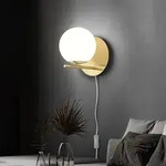 Wandlampe Wandleuchte Schlafzimmer Glas messing Kugel Lampe zur Wandmontage,