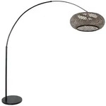 Bogenleuchte Stehlampe Bogenstehleuchte Holz Gitter schwarz-matt H 210 cm