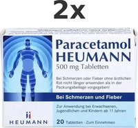 PZN-DE 16352066, Paracetamol Heumann 500 mg 20 Tabletten - Bei Schmerzen und Fieber,