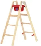 Hymer Holz-Stufenstehleiter, beidseitig begehbar, 2x4 Stufen, L&auml;nge 1,24 m