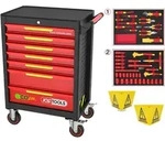 KS Tools ECOline Werkstattwagen SCHWARZ/ROT/GELB mit 42 isolierten Werkzeugen f&uuml;r
