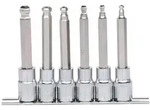 KS Tools 1/2 CHROMEplus Bit-Stecknuss-Satz Innen6kant, Kugelkopf, 6-tlg.lang, 5-12