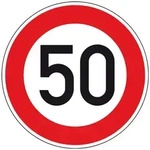 Verkehrszeichen 274-50 Ronde 600 mm 50 km/h RAL-G&uuml;tezeichen Folie RA2