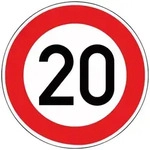 Verkehrszeichen 274-20 Ronde 600 mm, 20 km/h, RAL-G&uuml;tezeichen Folie RA2