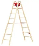 Hymer Holz-Stufenstehleiter, beidseitig begehbar, 2x8 Stufen, L&auml;nge 2,36 m