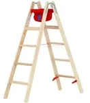 Hymer Holz-Stufenstehleiter, beidseitig begehbar, 2x5 Stufen, L&auml;nge 1,52 m