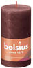 Bolsius Rustik Stumpenkerze samtrot, Höhe: 13 cm, Ø 6,8 cm GLO660209497