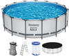 Bestway Steel Pro MAX Frame Pool Komplett-Set mit Filterpumpe Ø 457 x 122 cm,