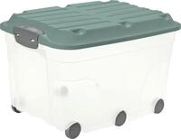 Rotho Aufbewahrungsbox Roller 6 mit Deckel & Rollen 59,5 x 40 cm 57 L mistletoe gr&uuml;n