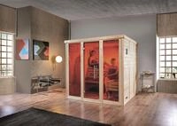 Weka Massivholz-Elementsauna Kemi Panorama 3, OS Ofen, 2 Fenstern und Saunaofen