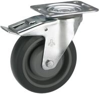 Lenkrolle mit Platte und Totalfeststeller 100 x 32 mm, Tragkr. 150 kg