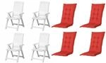 Progarden Gartenstuhl-Set Tampa mit Auflagen wei&szlig;/rot 8-tlg.