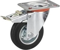 Lenkrolle mit Platte und Totalfeststeller 100 x 30 mm, Tragkr. 70 kg