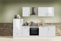Menke K&uuml;chenzeile White Premium mit E-Ger&auml;te hochglanz wei&szlig; 280 cm