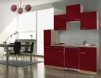 Respekta Economy K&uuml;chenblock 180 cm rot, Eiche Sonoma, KB180ESRC