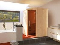 Weka Element-Ecksauna Kiruna 1 mit Glast&uuml;r und Kompakt-Saunaofen