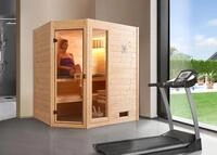 Weka Massivholzsauna Valida Eck 1 mit Glast&uuml;r und Fenster