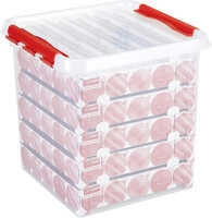 Sunware Weihnachtsbox Q-line 38L mit Einsatz f&uuml;r 125 Kugeln transparent rot