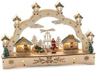 Konstsmide LED Holzsilhouette 2 H&auml;user mit Junge 27,5x 4,5 x 19,5 cm