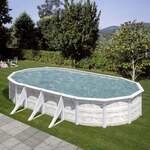Gre Stahlwandpool Finnlandia oval 730 x 375 x 120 cm Holzdekor wei&szlig;