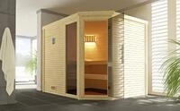 Weka Massivholzsauna Cubilis 3 Eck mit Glast&uuml;r und Fenster