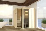 Weka Element-Ecksauna Varberg 3 GTF BioS mit Glast&uuml;r und Fenster