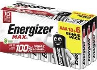 Energizer Max Alkaline Batterie Micro AAA 1,5 V, 18 + 6 Pack