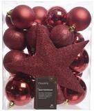 Decoris Weihnachtskugeln-Set aus Kunststoff &Oslash; 8 cm weihnachtsrot 33-teilig