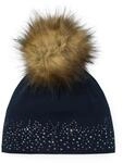 Eisb&auml;r M&uuml;tze (Pompon) Nalin Lux Crystal - Merinomix - Damen nachtblau - 1 St&uuml;ck