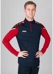 JAKO Langarmshirt Ziptop Performance (Polyester-Stretch-Fleece) marineblau/rot Herren