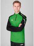 JAKO Langarmshirt Ziptop Performance (Polyester-Stretch-Fleece) gr&uuml;n/schwarz Herren