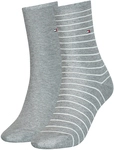 2er Pack TOMMY HILFIGER Small Stripe Socken Damen 006 - middle grey melange 39-42