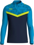 JAKO Iconic 1/4-Zip Sweatshirt Kinder 914 - marine/jako blau/neongelb 140
