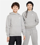 NIKE Sportswear Club Fleece Hoodie Kinder 063 - dk grey heather/white XS (122-128 cm)
