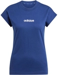 adidas Essentials Linear Baumwoll T-Shirt Damen JG8658 - dark blue/white XS
