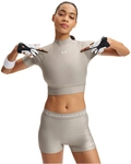 UNDER ARMOUR HeatGear Cropped Mock kurzarm Funktionsshirt Damen 203 - timberwolf