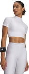UNDER ARMOUR HeatGear Cropped Mock kurzarm Funktionsshirt Damen 100 - white/halo gray