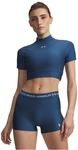 UNDER ARMOUR HeatGear Cropped Mock kurzarm Funktionsshirt Damen 498 - wham blue/blue