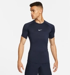 NIKE Pro Dri-FIT Tight kurzarm Fitnessshirt Herren 451 - obsidian/white S