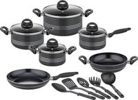 Topf-Set GSW "Milano, inkl. 5-teiliges K&uuml;chenhelfer-Set", schwarz, T&ouml;pfe, Topf-Set,