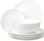 Geschirr-Set SELTMANN WEIDEN "Tafelservice Liberty Goldrand 12er Set wei&szlig;-gold",