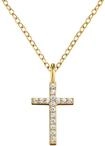 Kette mit Anh&auml;nger ENGELSRUFER "Kreuz", gold (gelbgoldfarben, kristallwei&szlig;),