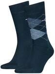 Socken TOMMY HILFIGER "TH MEN SOCK CHECK 2P", Herren, Gr. 39-42, blau (schwarz navy),