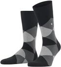 Socken BURLINGTON "Clyde", Herren, Gr. 40, schwarz, Baumwollmischung, Argyle-Muster,