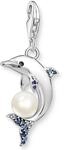 Charm-Einh&auml;nger THOMAS SABO "Delfin mit Perle, 1889-664-7", silber (silberfarben,