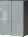 Schuhschrank GERMANIA "Oakland mit Glasfront", grau (graphit, silbergrau), B:87cm