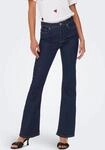 Bootcut-Jeans ONLY "ONLWAUW LIFE HW FLARED RINSE DNM", Damen, Gr. XS (34), L&auml;nge 32,