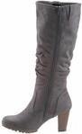 Stiefel ANISTON SHOES, Damen, Gr. 36, Normalschaft, grau, Textil, Veloursleder,
